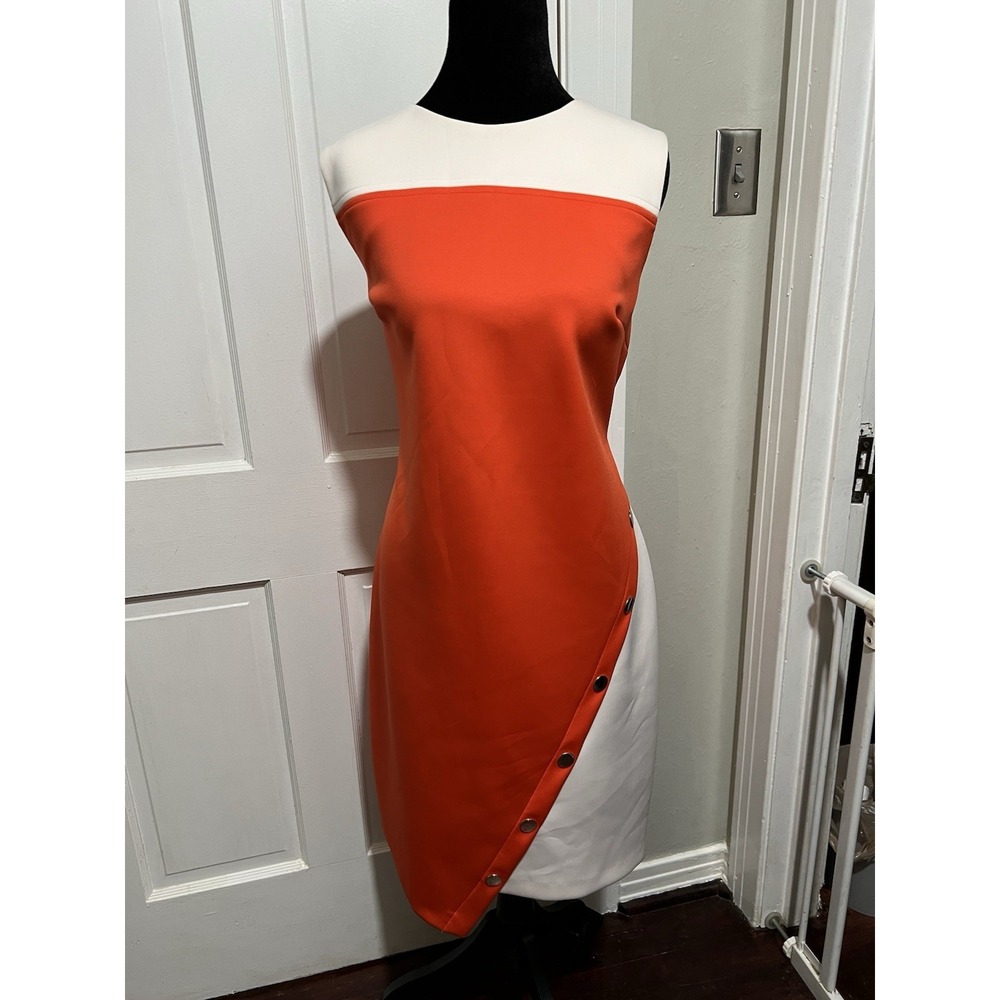 Women's Tommy Hilfiger Orange and Cream Dress Size 14